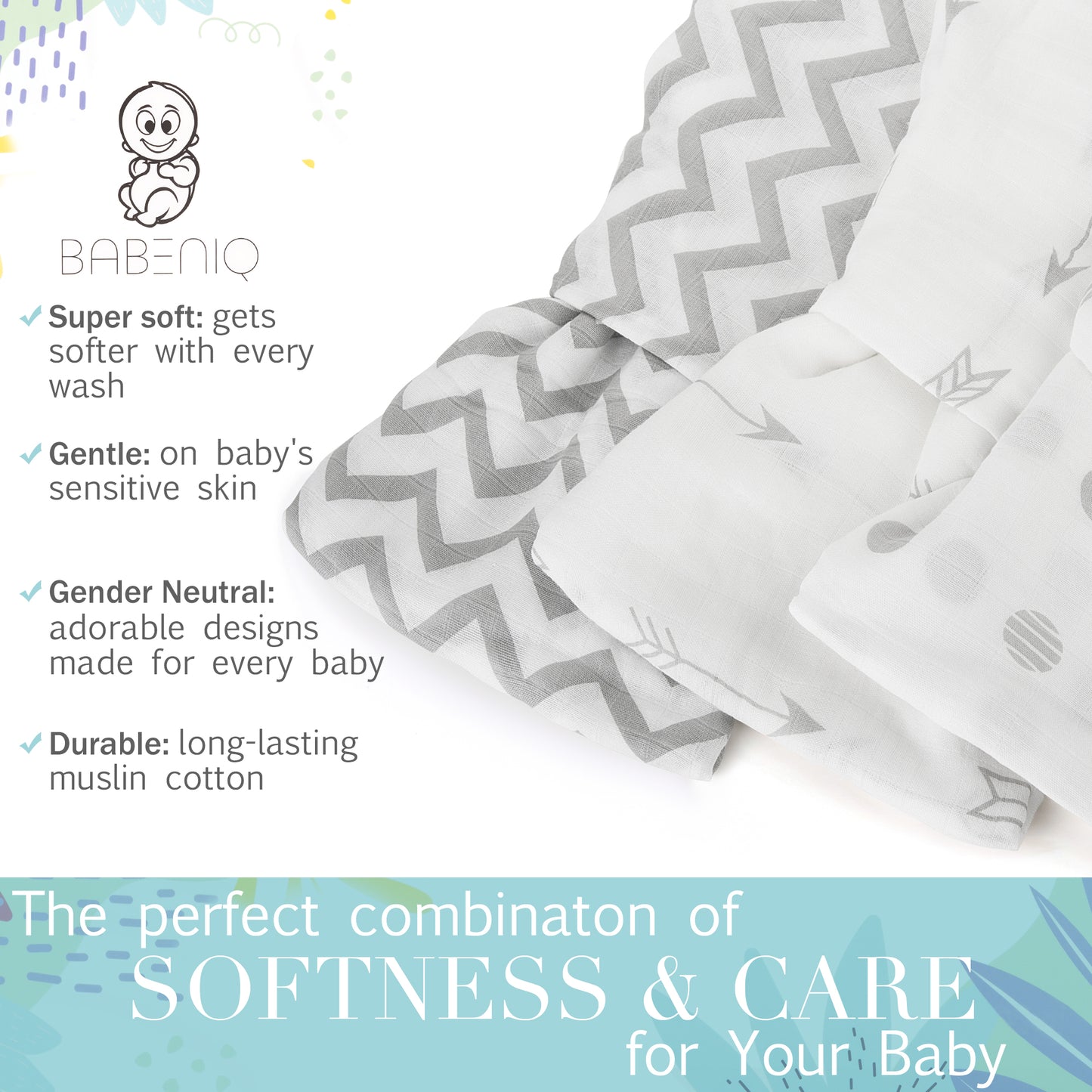 3 Pack Bamboo Swaddle Muslin Blanket