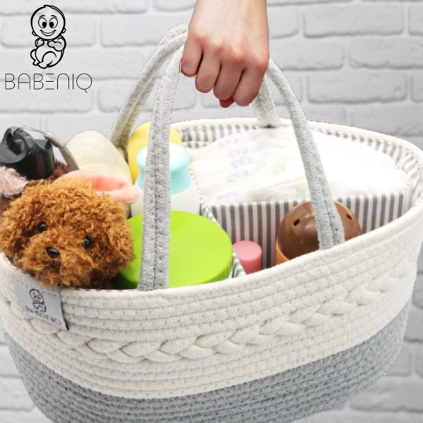 Babeniq High Quality Baby Diaper Caddy Organizer, Large Stylish Cotton Canvas