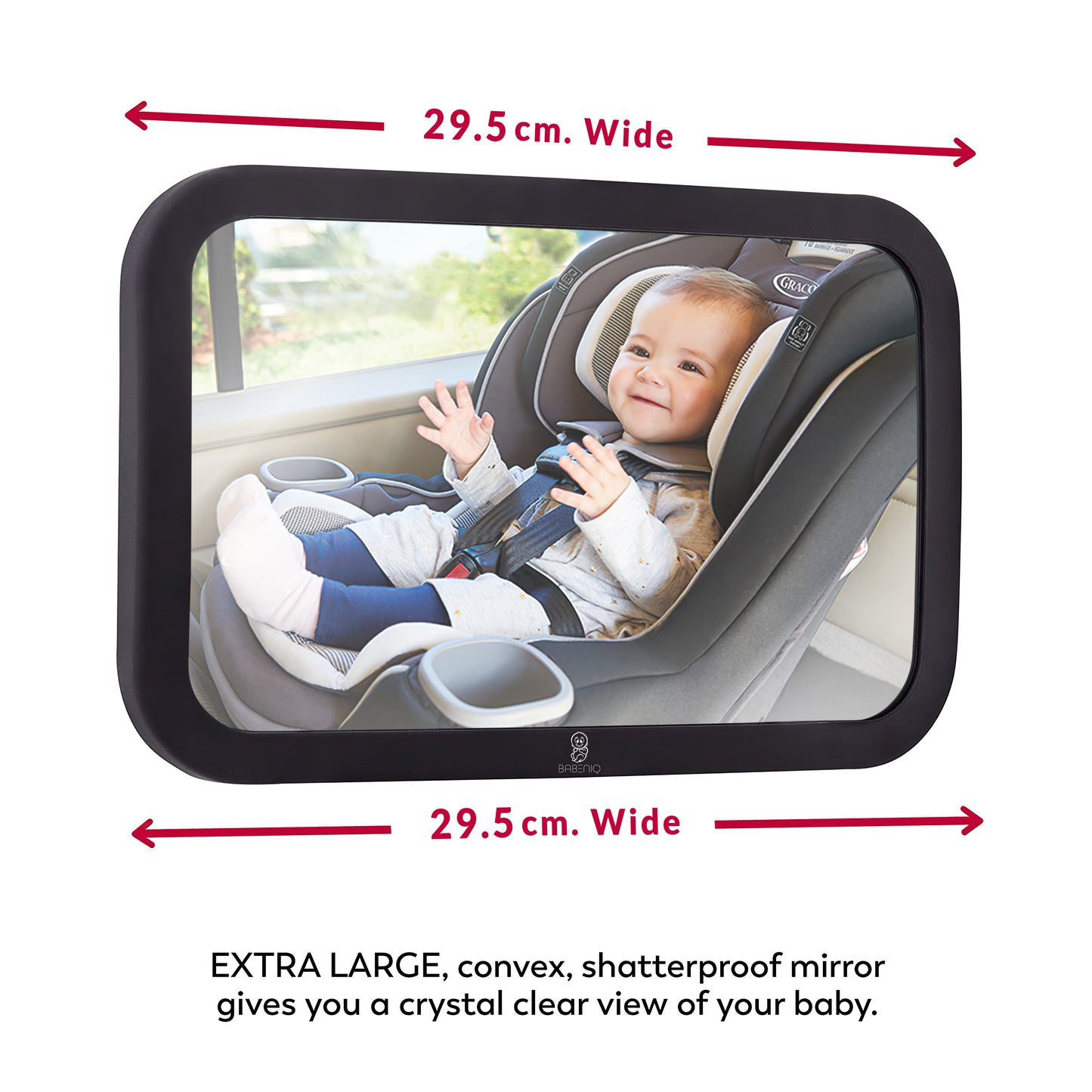 Babeniq Baby Car Mirror, Extra Large, Shatterproof, Crystal Clear View