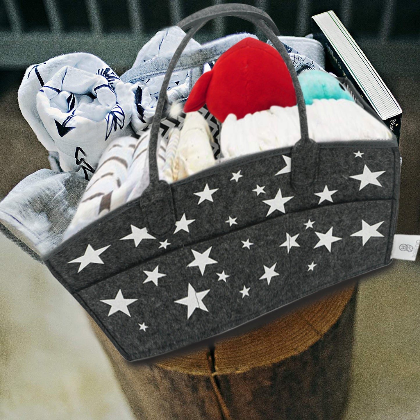 Babeniq Baby Diaper Caddy Organizer, Large Nappy Changing Nursery Storage, Star