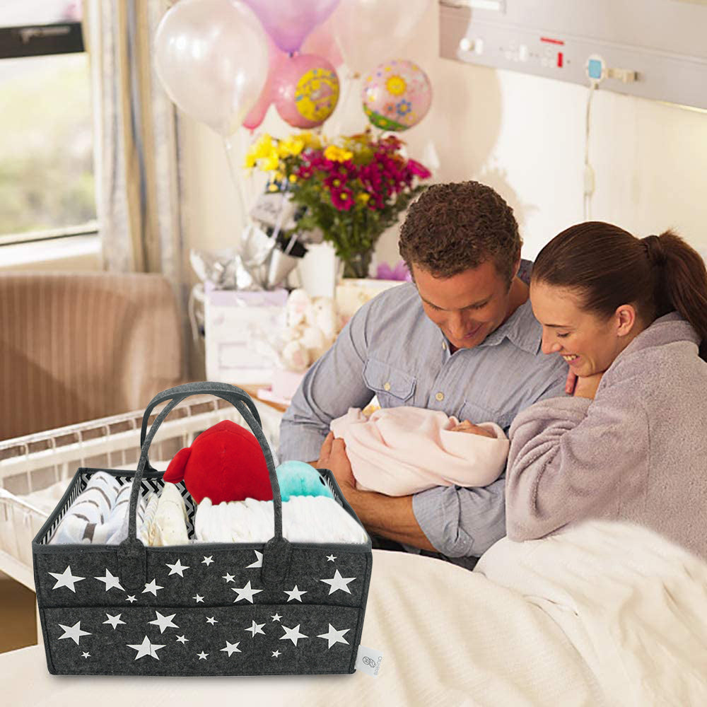 Babeniq Baby Diaper Caddy Organizer, Large Nappy Changing Nursery Storage, Star