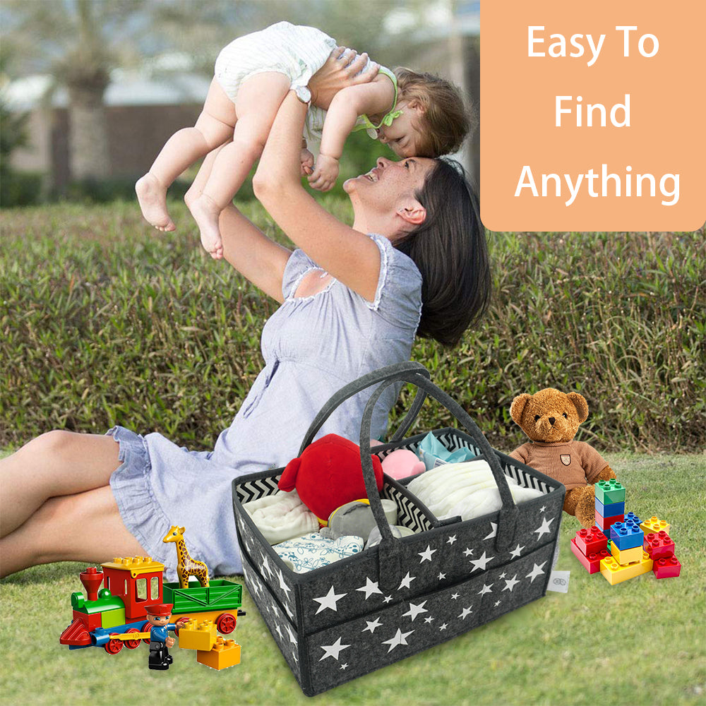 Babeniq Baby Diaper Caddy Organizer, Large Nappy Changing Nursery Storage, Star