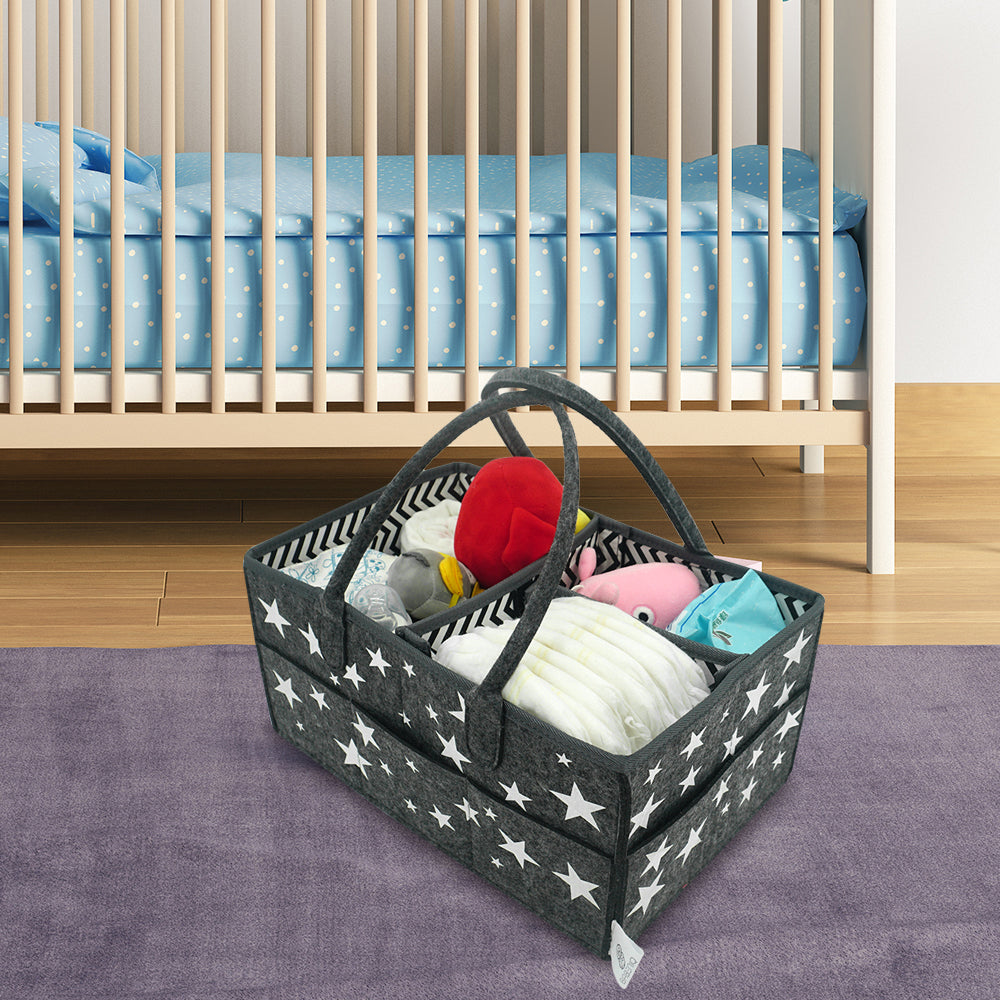 Babeniq Baby Diaper Caddy Organizer, Large Nappy Changing Nursery Storage, Star
