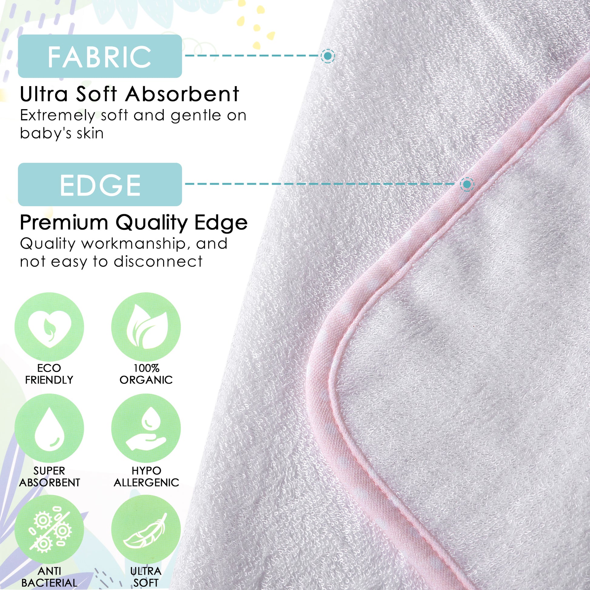 buy online Premium Ultra Soft Organic Bamboo Baby towel and washcloth,