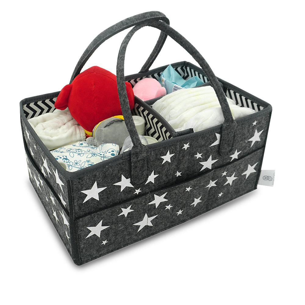 Babeniq Baby Diaper Caddy Organizer, Large Nappy Changing Nursery Storage, Star