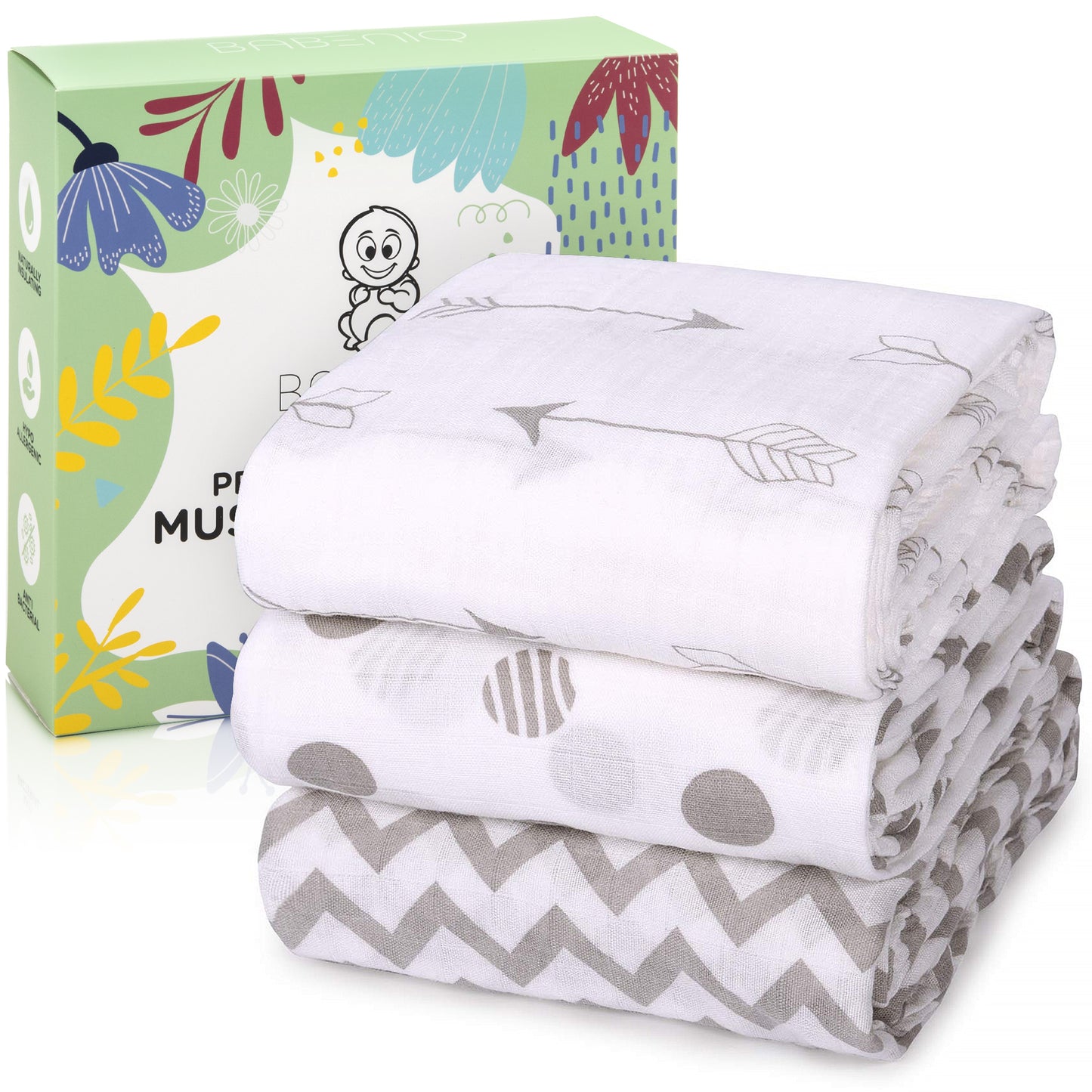 3 Pack Bamboo Swaddle Muslin Blanket