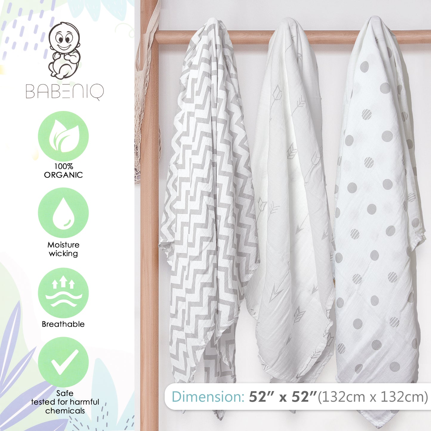 Buy online 3 Pack Bamboo Swaddle Muslin Blanket