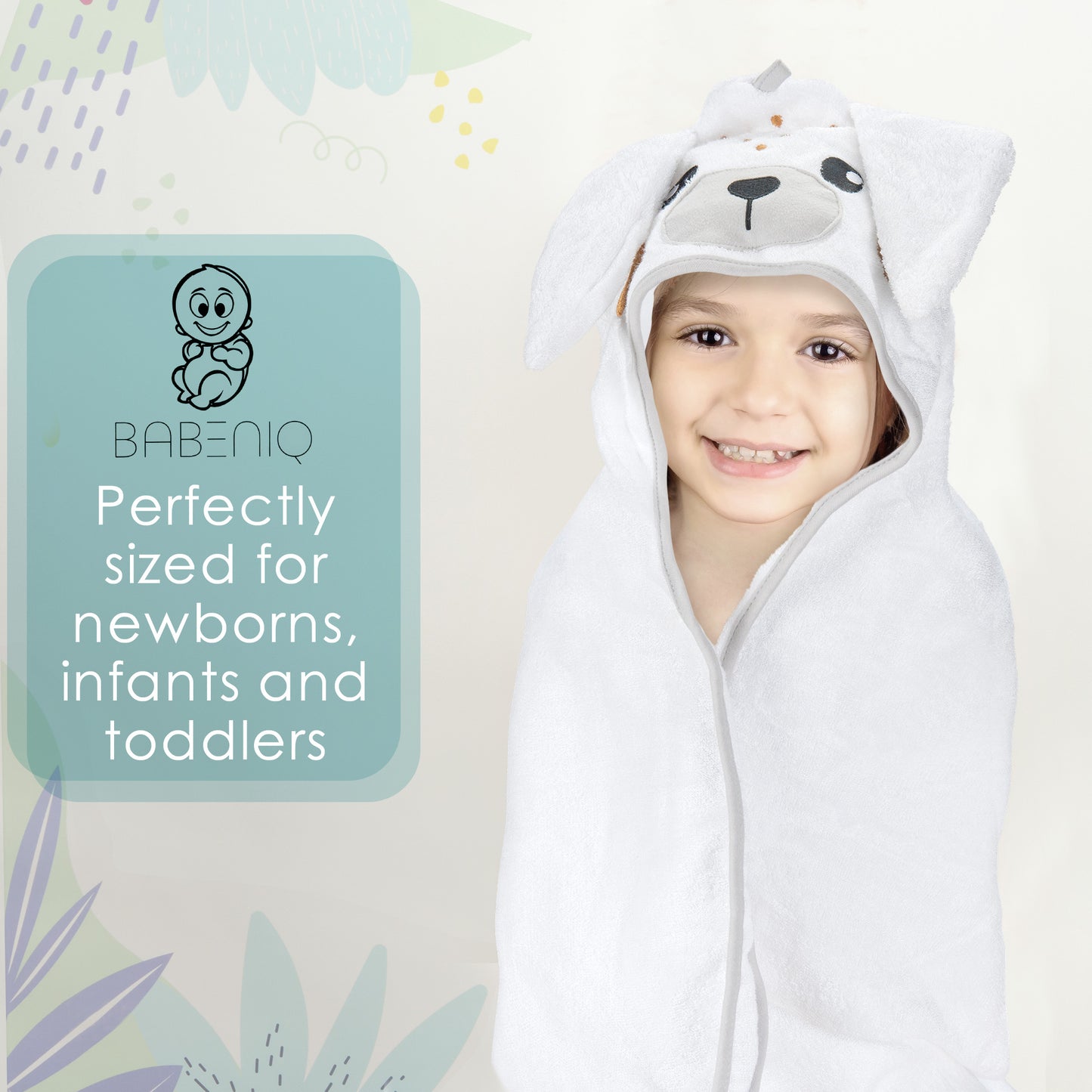 BABENIQ Bamboo Bunny Hooded Baby Towel and Washcloth Gift Set