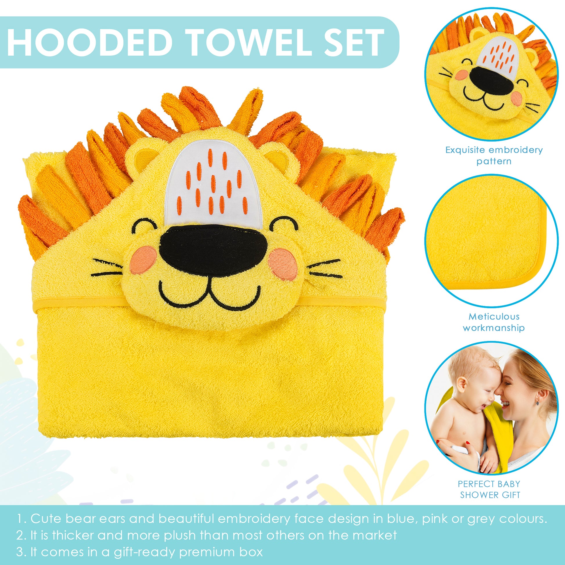 Babeniq baby hooded towel lion,