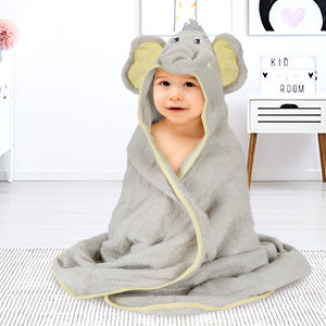 BABENIQ Premium Elephant Hooded Baby Towel and Washcloth – Natural 100% Cotton