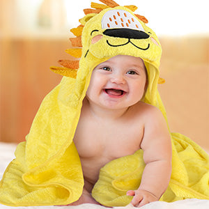 BABENIQ Premium Lion Hooded Baby Towel and Washcloth – Natural 100% Cotton